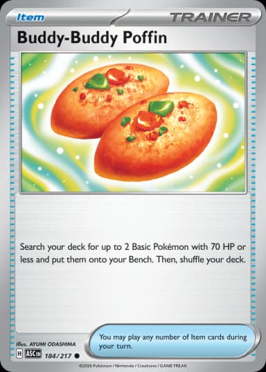 Carta Buddy-Buddy Poffin 184/217 do set Ascended Heroes — Pokémon TCG | Bynx