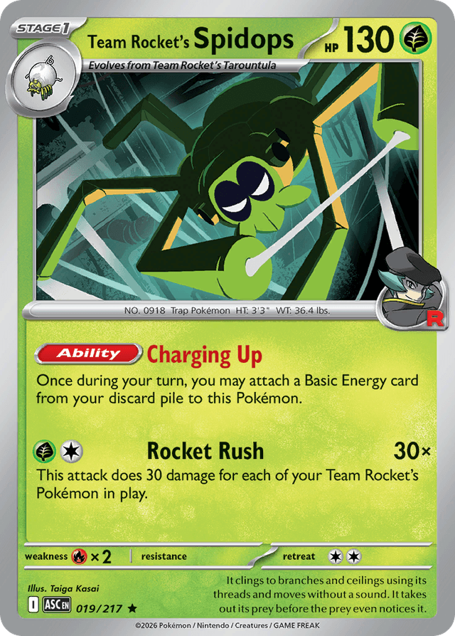 Carta Team Rocket's Spidops 19/217 do set Ascended Heroes — Pokémon TCG | Bynx