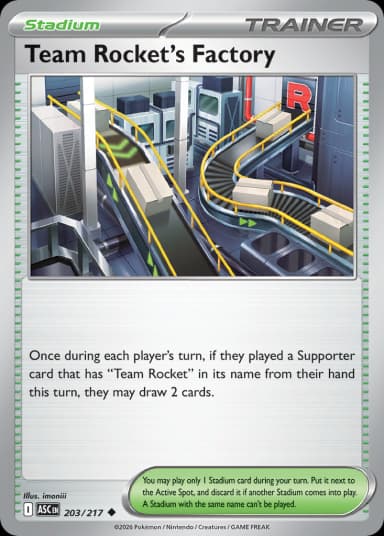 Carta Team Rocket's Factory 203/217 do set Ascended Heroes — Pokémon TCG | Bynx