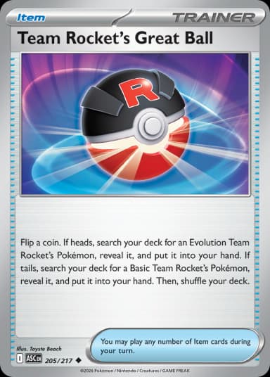 Carta Team Rocket's Great Ball 205/217 do set Ascended Heroes — Pokémon TCG | Bynx