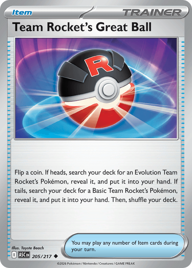 Carta Team Rocket's Great Ball 205/217 do set Ascended Heroes — Pokémon TCG | Bynx