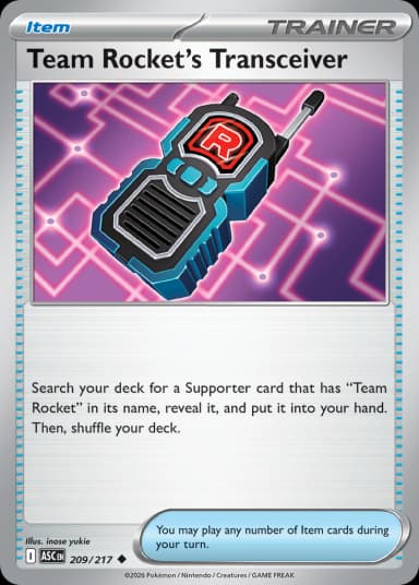 Carta Team Rocket's Transceiver 209/217 do set Ascended Heroes — Pokémon TCG | Bynx
