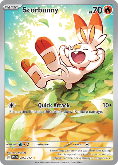 Carta Scorbunny 225/217 do set Ascended Heroes — Pokémon TCG | Bynx