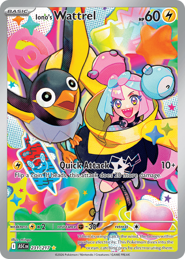 Carta Iono's Wattrel 231/217 do set Ascended Heroes — Pokémon TCG | Bynx
