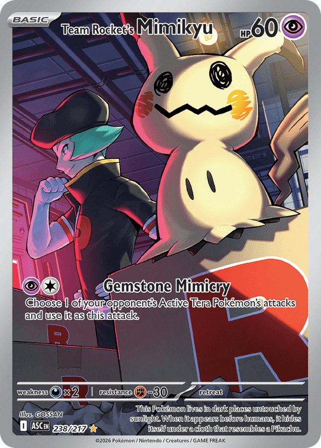 Carta Team Rocket's Mimikyu 238/217 do set Ascended Heroes — Pokémon TCG | Bynx