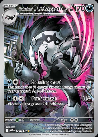 Carta Galarian Obstagoon 245/217 do set Ascended Heroes — Pokémon TCG | Bynx