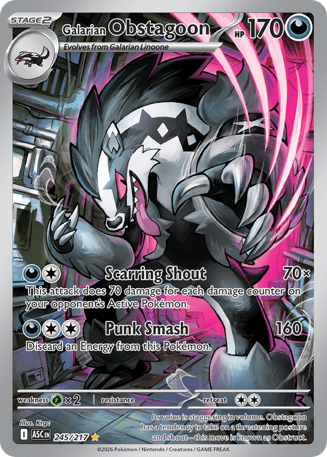 Carta Galarian Obstagoon 245/217 do set Ascended Heroes — Pokémon TCG | Bynx