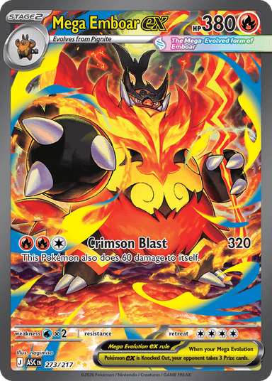 Carta Mega Emboar ex 273/217 do set Ascended Heroes — Pokémon TCG | Bynx