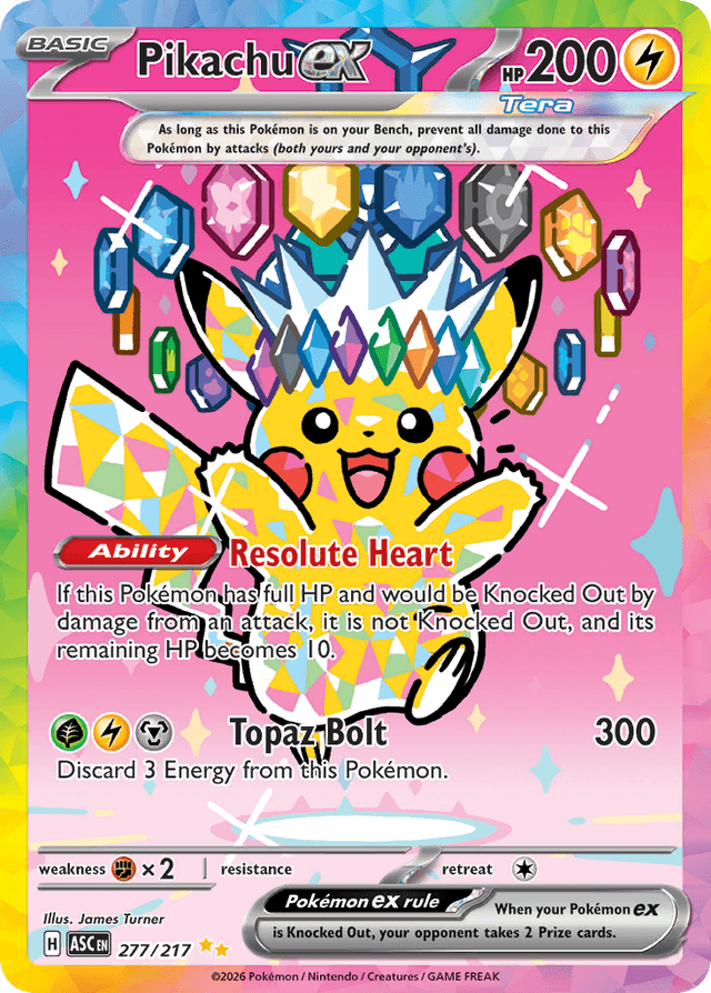 Carta Pikachu ex 277/217 do set Ascended Heroes — Pokémon TCG | Bynx