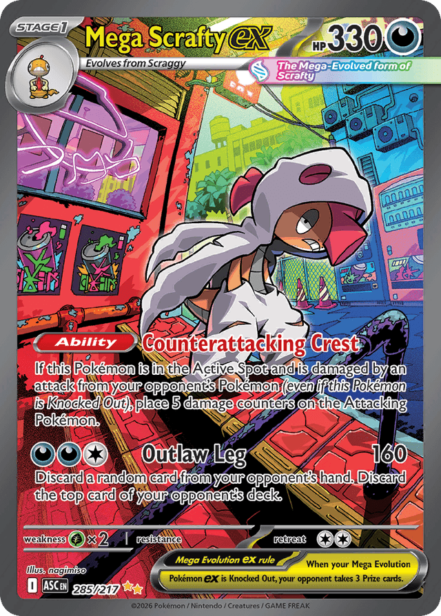 Carta Mega Scrafty ex 285/217 do set Ascended Heroes — Pokémon TCG | Bynx