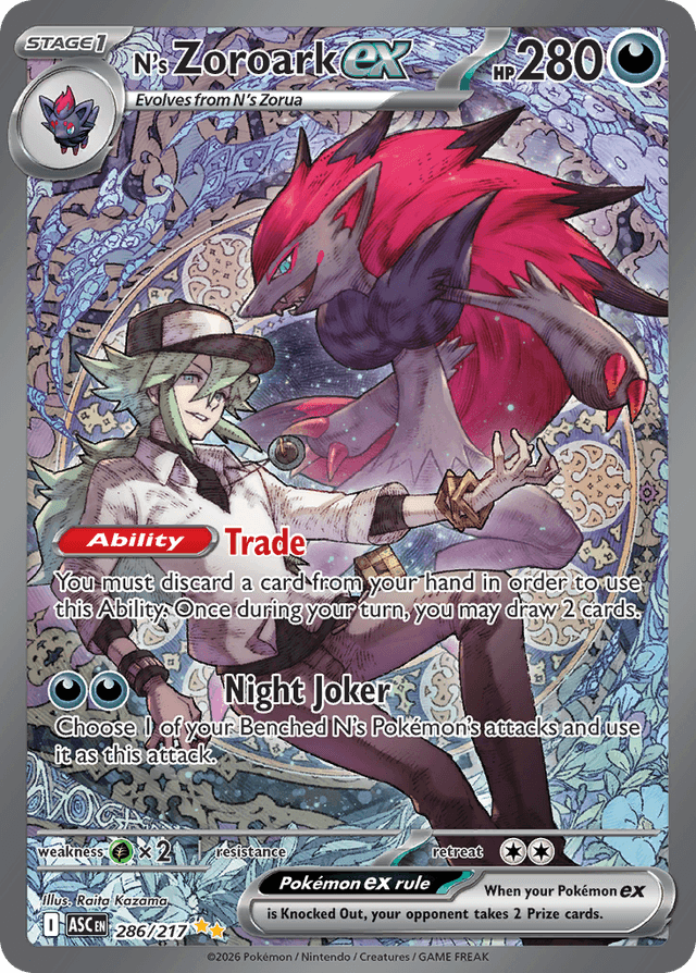 Carta N's Zoroark ex 286/217 do set Ascended Heroes — Pokémon TCG | Bynx