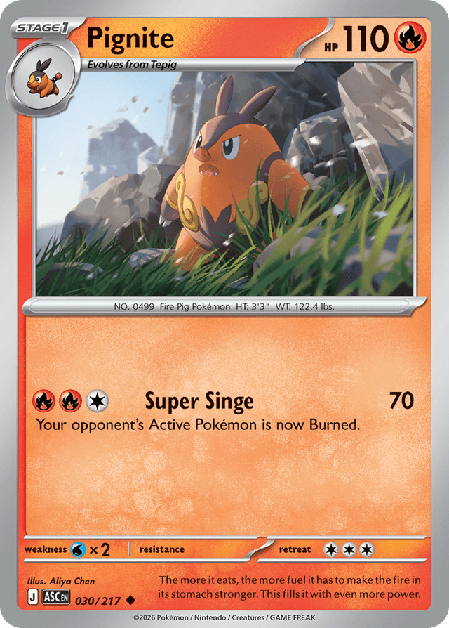 Carta Pignite 30/217 do set Ascended Heroes — Pokémon TCG | Bynx