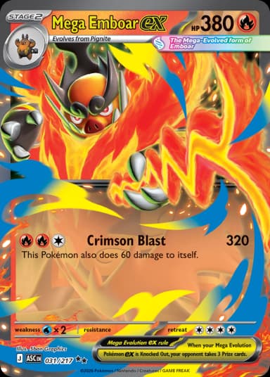 Carta Mega Emboar ex 31/217 do set Ascended Heroes — Pokémon TCG | Bynx