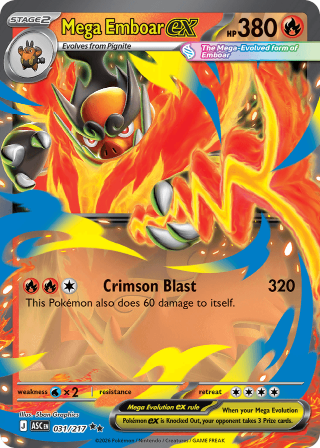 Carta Mega Emboar ex 31/217 do set Ascended Heroes — Pokémon TCG | Bynx