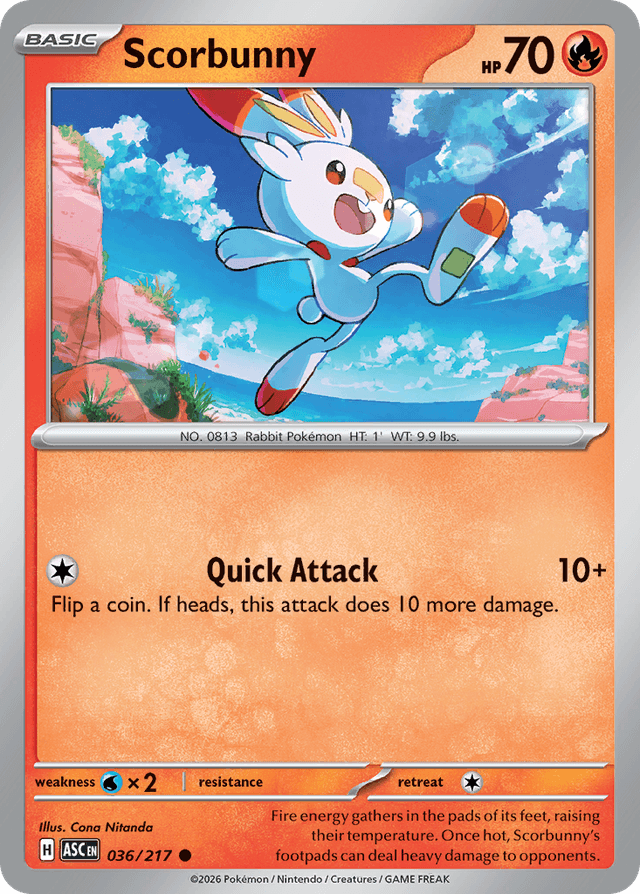 Carta Scorbunny 36/217 do set Ascended Heroes — Pokémon TCG | Bynx