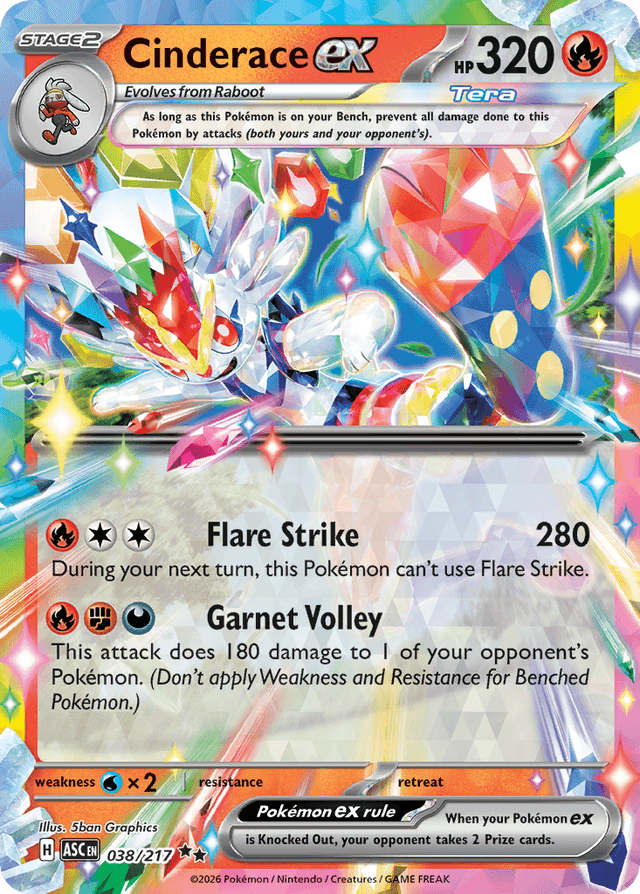 Carta Cinderace ex 38/217 do set Ascended Heroes — Pokémon TCG | Bynx