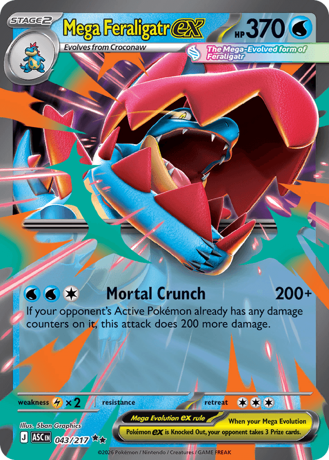 Carta Mega Feraligatr ex 43/217 do set Ascended Heroes — Pokémon TCG | Bynx
