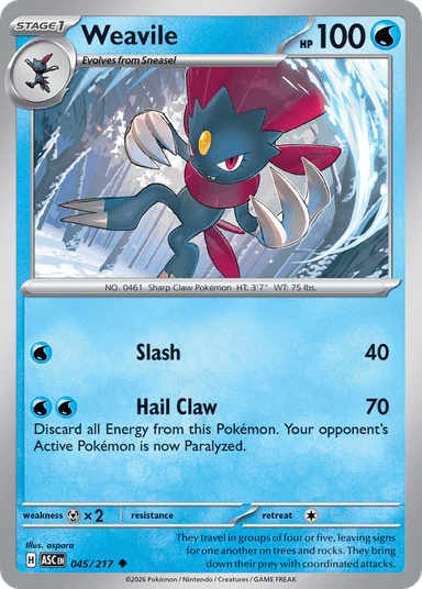 Carta Weavile 45/217 do set Ascended Heroes — Pokémon TCG | Bynx