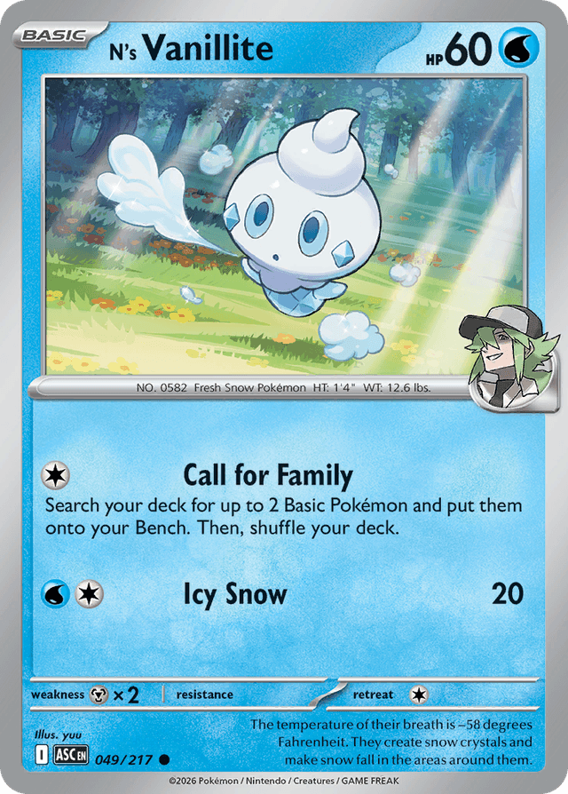 Carta N's Vanillite 49/217 do set Ascended Heroes — Pokémon TCG | Bynx