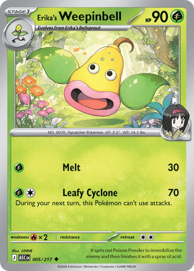 Carta Erika's Weepinbell 5/217 do set Ascended Heroes — Pokémon TCG | Bynx