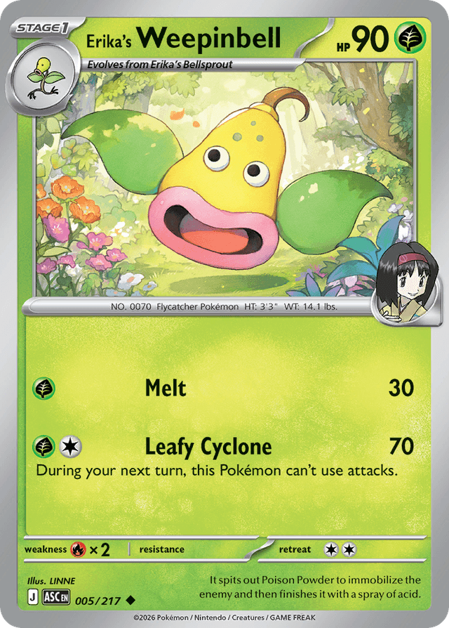 Carta Erika's Weepinbell 5/217 do set Ascended Heroes — Pokémon TCG | Bynx