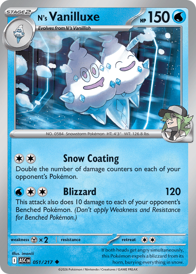 Carta N's Vanilluxe 51/217 do set Ascended Heroes — Pokémon TCG | Bynx