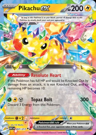 Carta Pikachu ex 57/217 do set Ascended Heroes — Pokémon TCG | Bynx