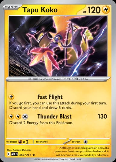 Carta Tapu Koko 67/217 do set Ascended Heroes — Pokémon TCG | Bynx