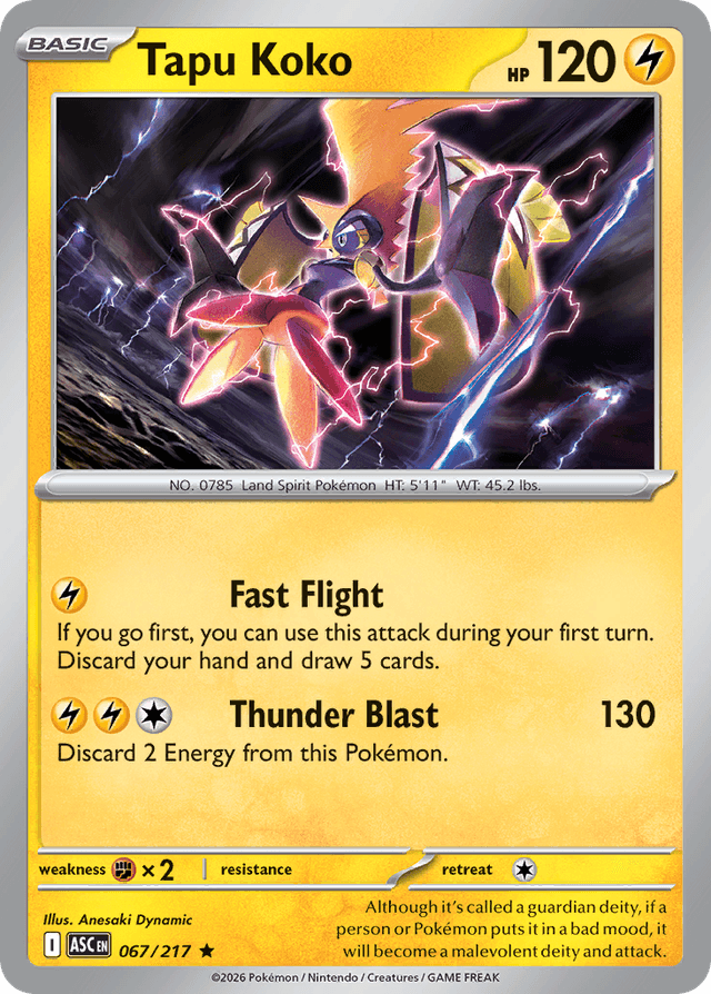 Carta Tapu Koko 67/217 do set Ascended Heroes — Pokémon TCG | Bynx
