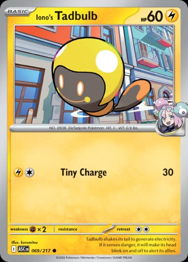 Carta Iono's Tadbulb 69/217 do set Ascended Heroes — Pokémon TCG | Bynx