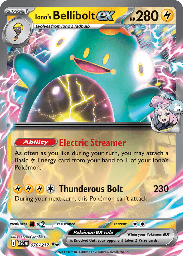 Carta Iono's Bellibolt ex 70/217 do set Ascended Heroes — Pokémon TCG | Bynx