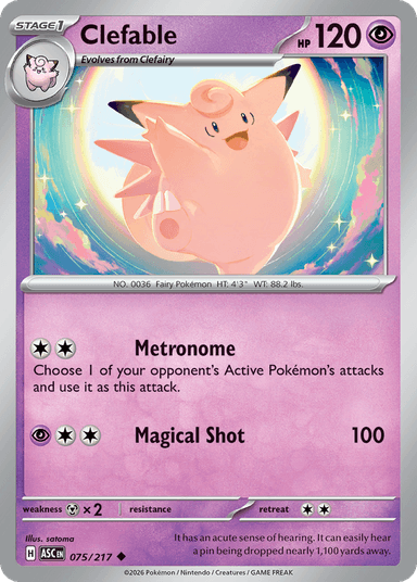 Carta Clefable 75/217 do set Ascended Heroes — Pokémon TCG | Bynx