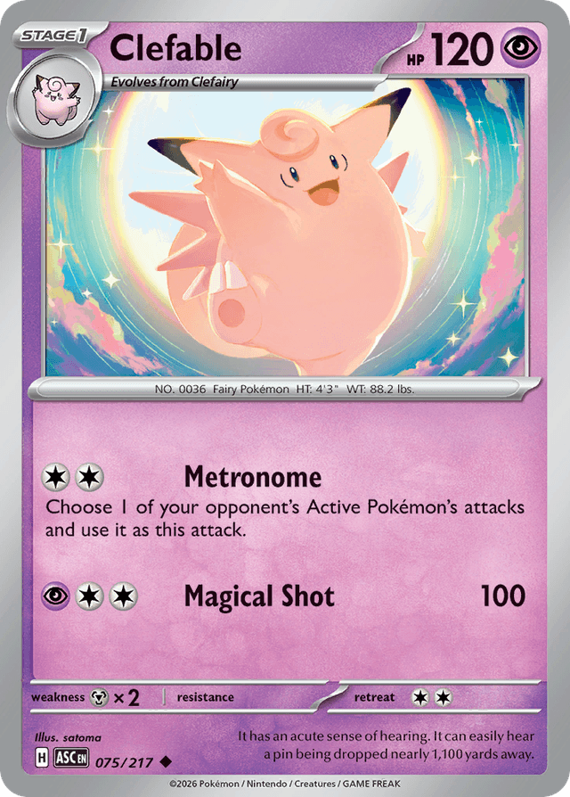 Carta Clefable 75/217 do set Ascended Heroes — Pokémon TCG | Bynx