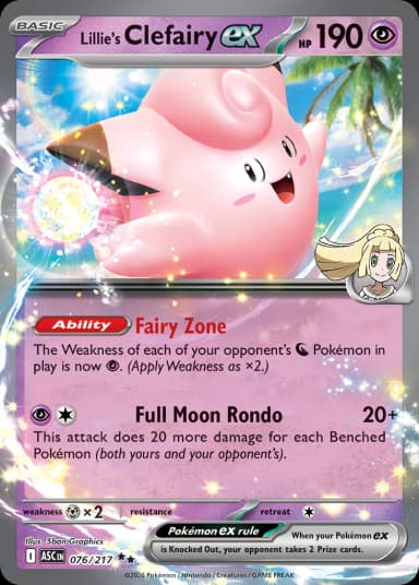 Carta Lillie's Clefairy ex 76/217 do set Ascended Heroes — Pokémon TCG | Bynx