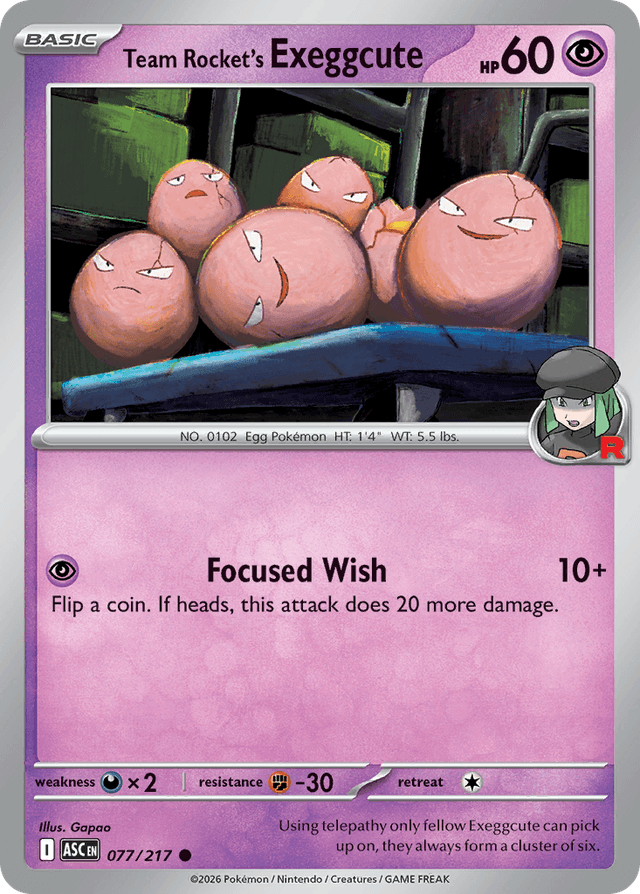 Carta Team Rocket's Exeggcute 77/217 do set Ascended Heroes — Pokémon TCG | Bynx