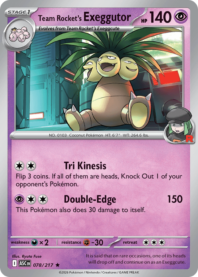 Carta Team Rocket's Exeggutor 78/217 do set Ascended Heroes — Pokémon TCG | Bynx