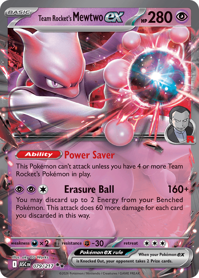 Carta Team Rocket's Mewtwo ex 79/217 do set Ascended Heroes — Pokémon TCG | Bynx