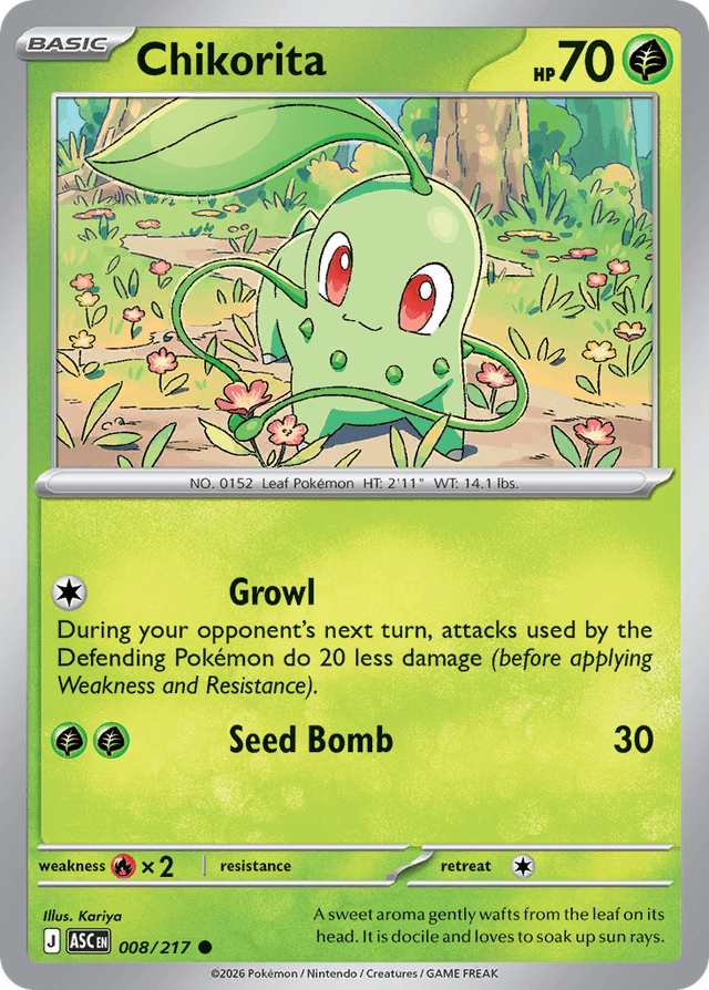 Carta Chikorita 8/217 do set Ascended Heroes — Pokémon TCG | Bynx