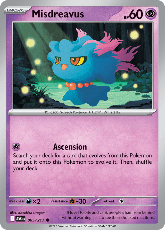 Carta Misdreavus 85/217 do set Ascended Heroes — Pokémon TCG | Bynx