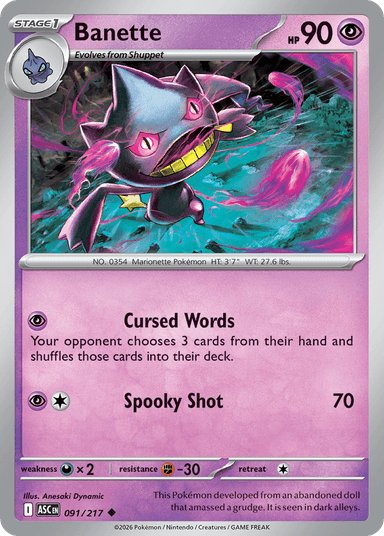 Carta Banette 91/217 do set Ascended Heroes — Pokémon TCG | Bynx