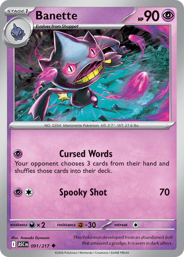 Carta Banette 91/217 do set Ascended Heroes — Pokémon TCG | Bynx