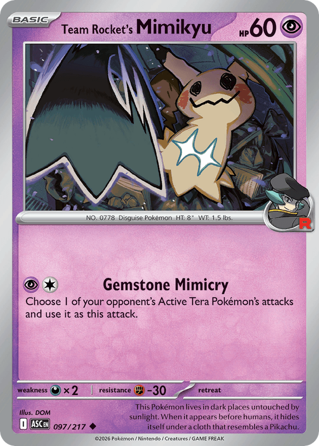 Carta Team Rocket's Mimikyu 97/217 do set Ascended Heroes — Pokémon TCG | Bynx