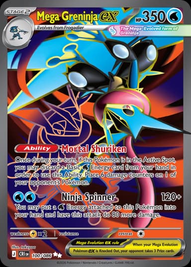 Carta Mega Greninja ex 100/122 do set Chaos Rising — Pokémon TCG | Bynx