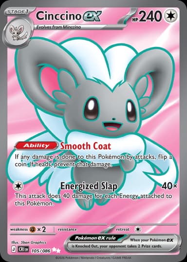 Carta Cinccino ex 105/86 do set Chaos Rising — Pokémon TCG | Bynx