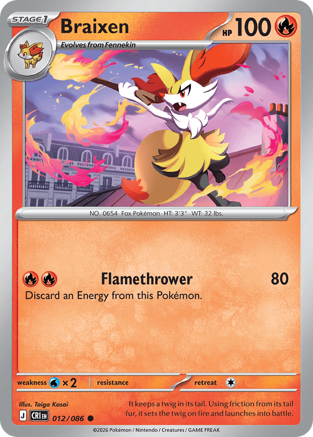 Carta Braixen 12/122 do set Chaos Rising — Pokémon TCG | Bynx