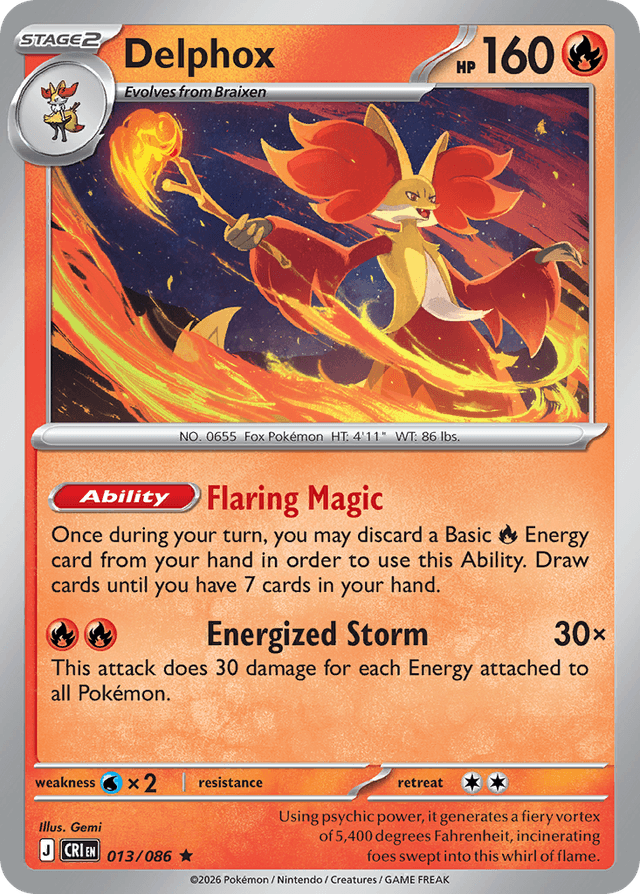 Carta Delphox 13/86 do set Chaos Rising — Pokémon TCG | Bynx
