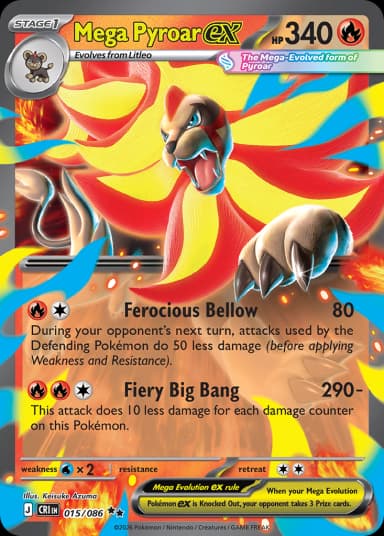 Carta Mega Pyroar ex 15/122 do set Chaos Rising — Pokémon TCG | Bynx