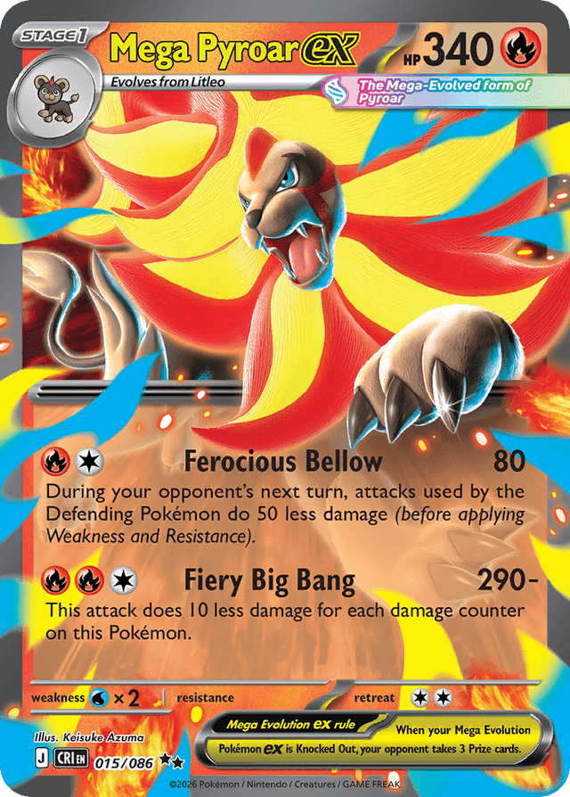 Carta Mega Pyroar ex 15/122 do set Chaos Rising — Pokémon TCG | Bynx