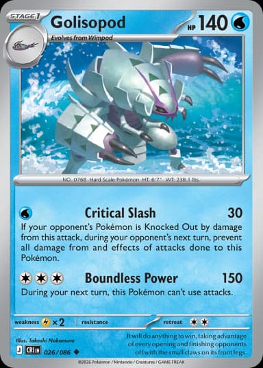 Carta Golisopod 26/86 do set Chaos Rising — Pokémon TCG | Bynx