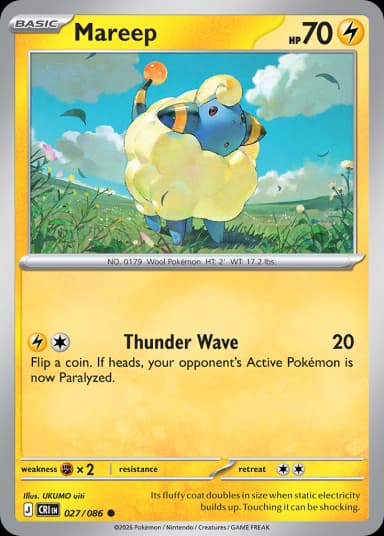 Carta Mareep 27/86 do set Chaos Rising — Pokémon TCG | Bynx